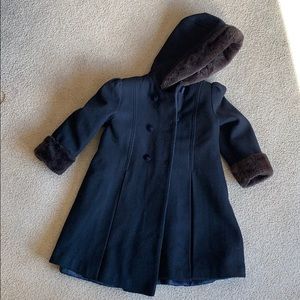 Stefanie Mills Black Hooded Girls Pea Coat